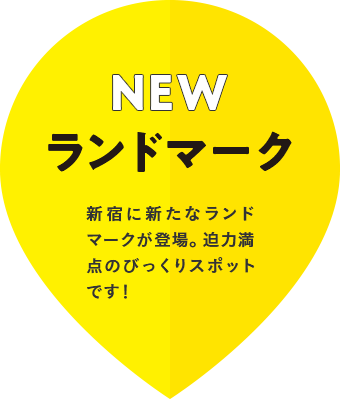 NEWランドマーク 新宿に新たなランドマークが登場。迫力満点のびっくりスポットです!